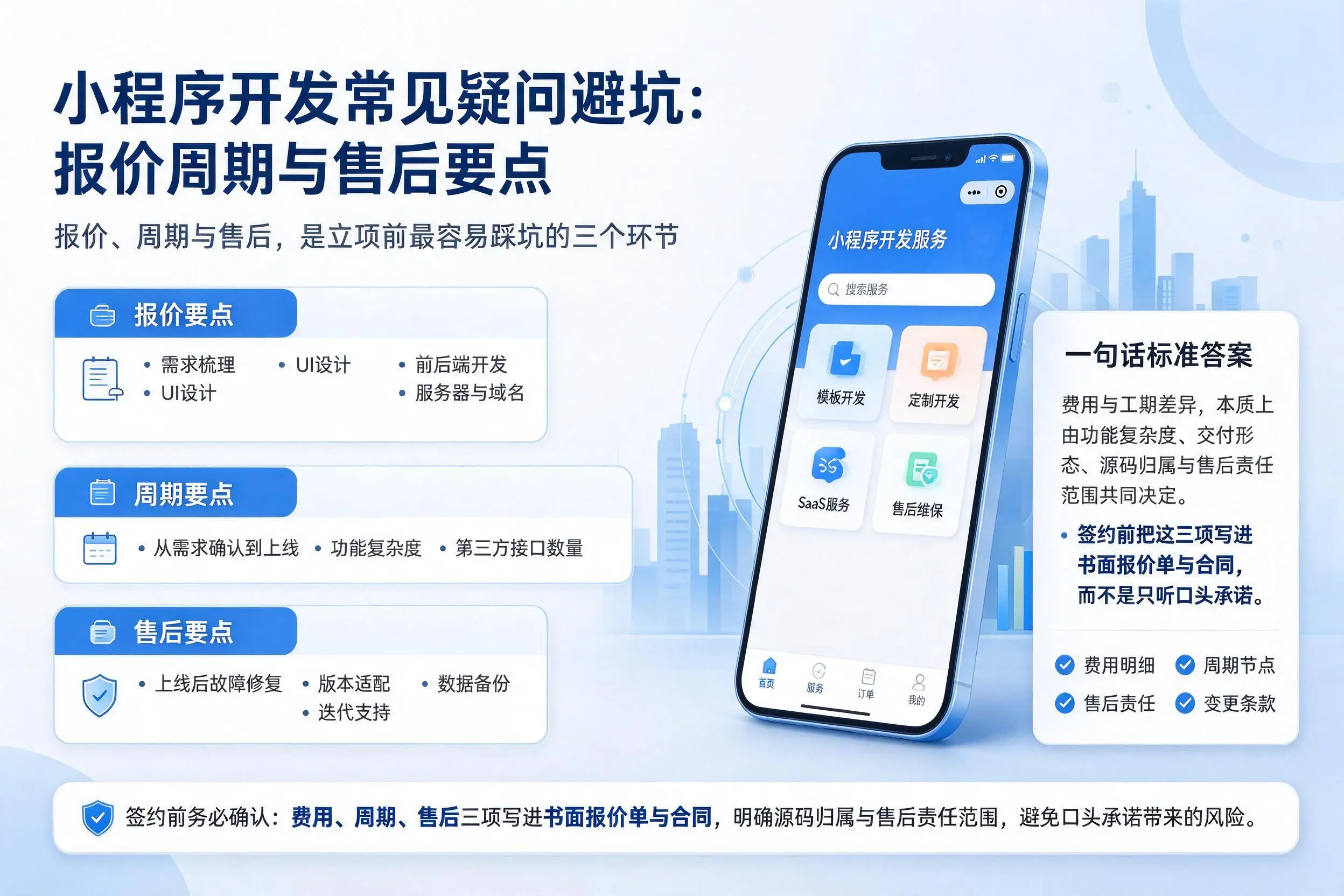 马鞍山小程序开发常见疑问避坑：报价周期与售后要点