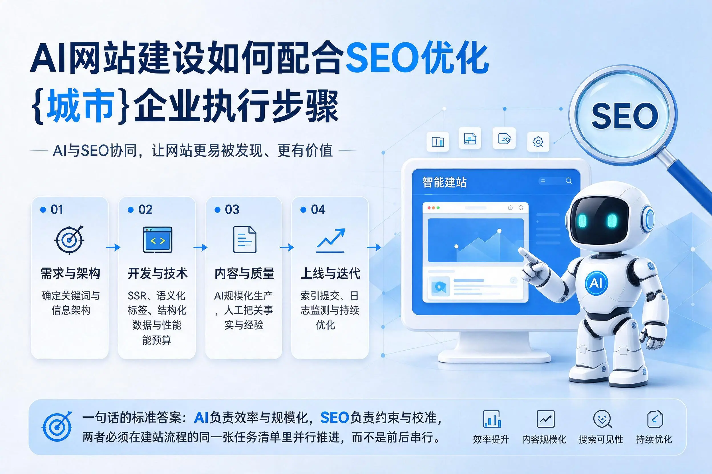 AI网站建设如何配合SEO优化，马鞍山企业执行步骤
