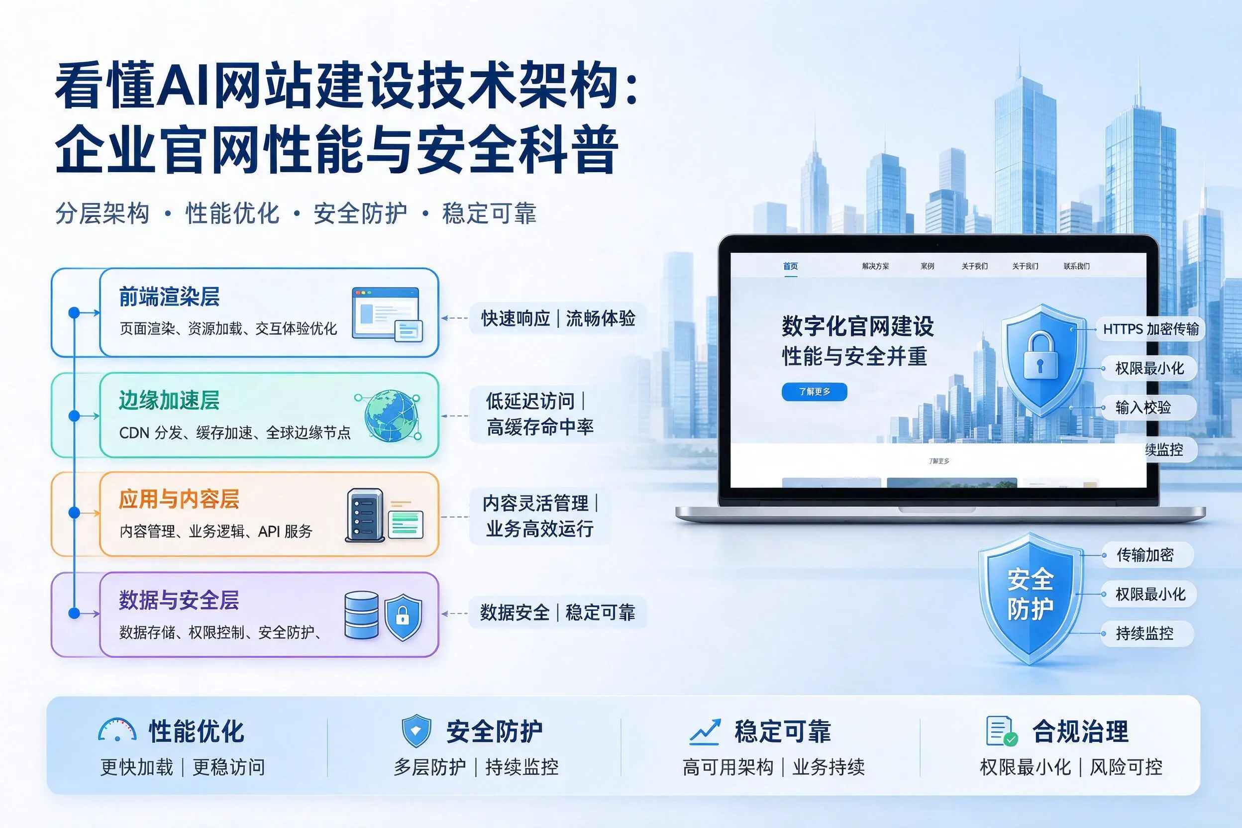 看懂AI网站建设技术架构：马鞍山企业官网性能与安全科普