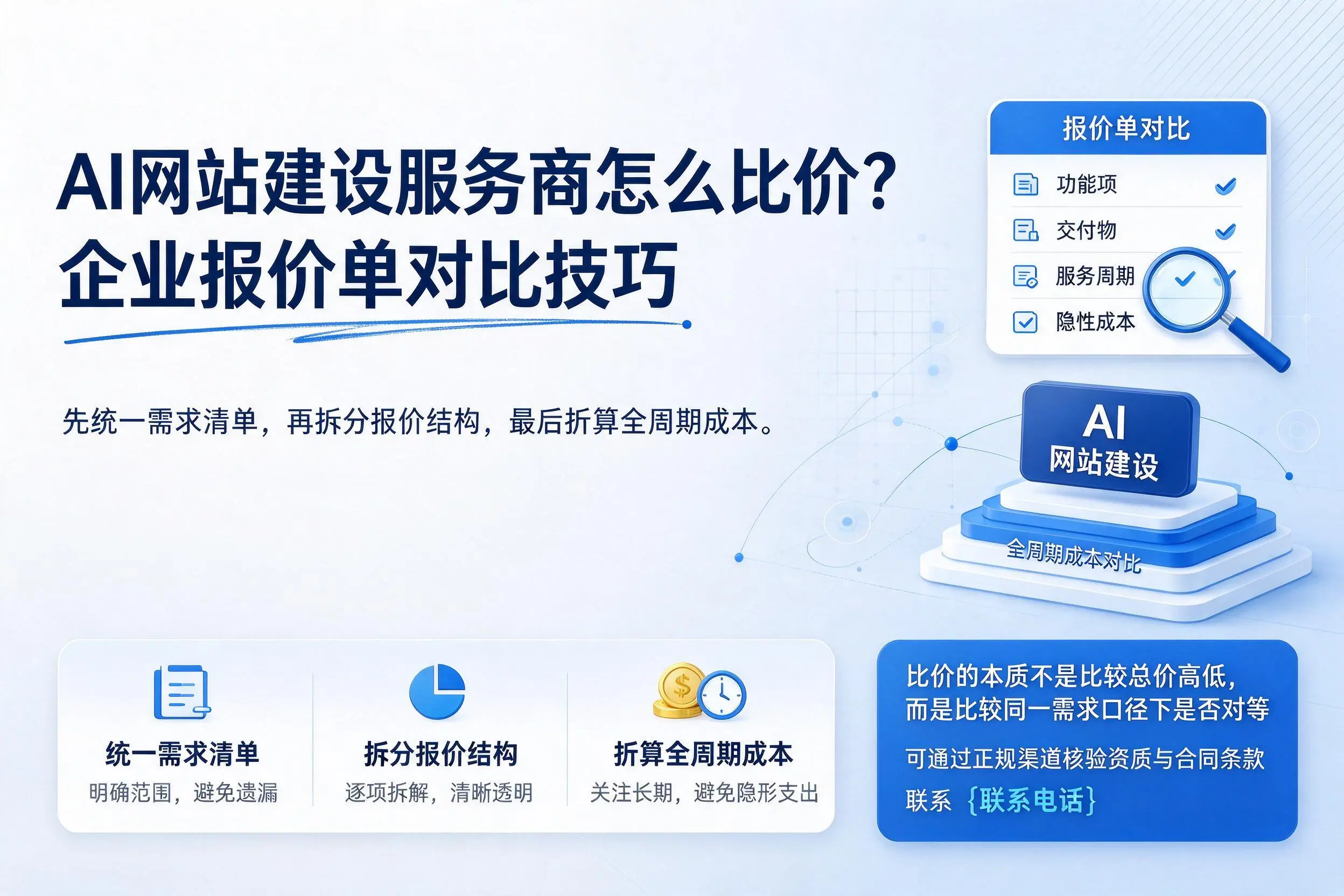 AI网站建设服务商怎么比价?马鞍山企业报价单对比技巧