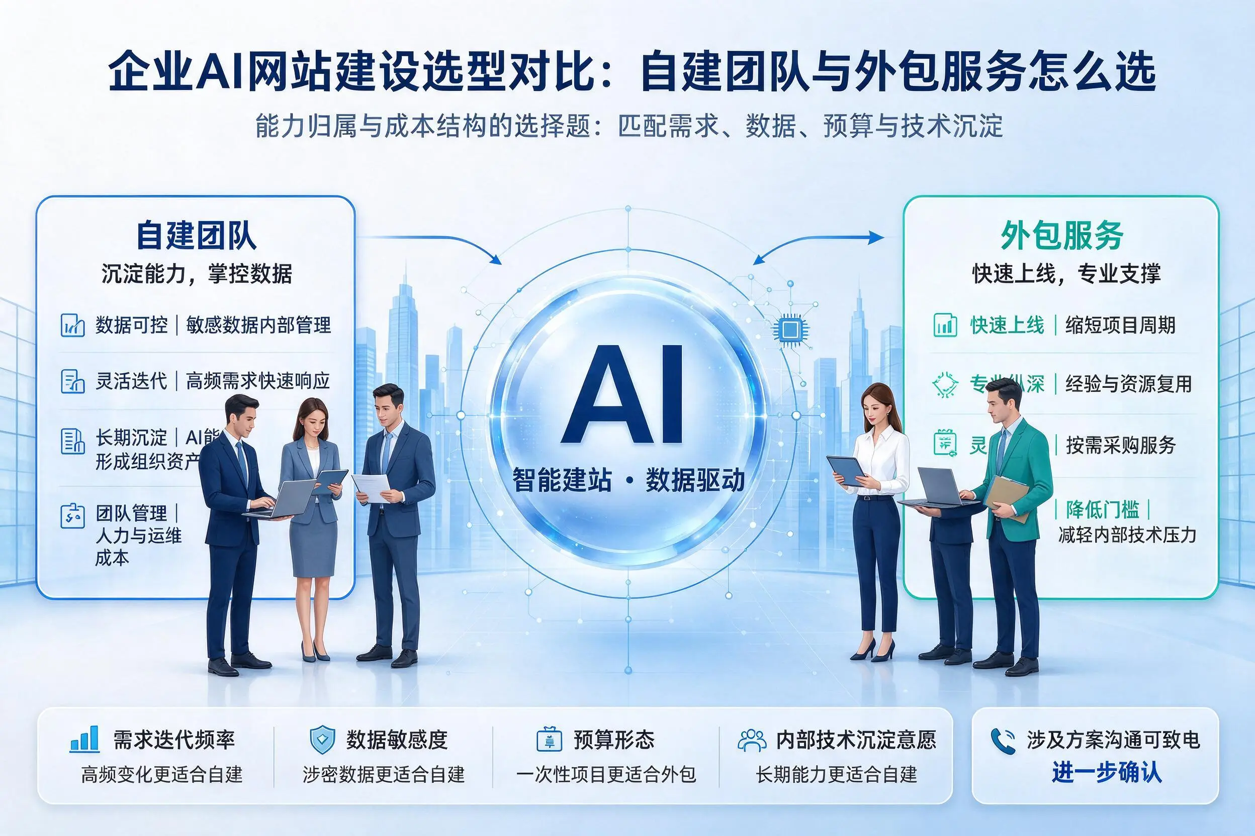 马鞍山企业AI网站建设选型对比:自建团队与外包服务怎么选