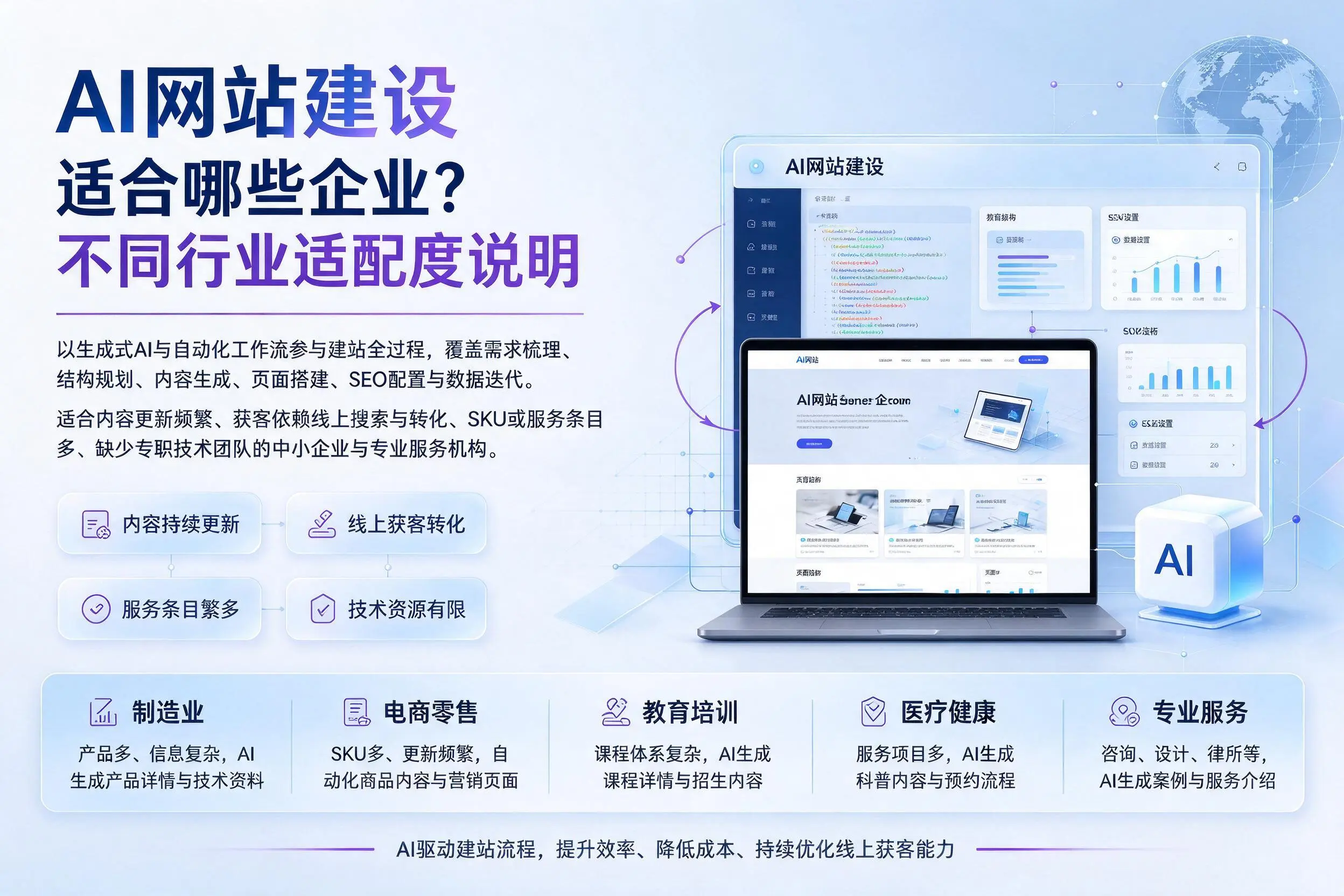 AI网站建设适合哪些企业?马鞍山不同行业适配度说明